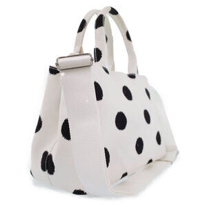 Prada Canapa black dot Tote polka canvas Bag Continuation body white
